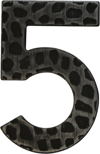 ALPERTEC Hausnummer, 5, Schwarz, Eisen, 11,7 x 17 x 1,8 cm