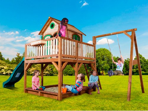 Thumbnail - AXI Kinderspielhaus »Liam«, BxHxT: 541 x 291 x 277 cm, Holz, braun/grün