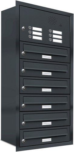 AL BRIEFKASTENSYSTEME Briefkasten, Parteien: 6, Unterputzmontage, BxHxT: 153,350 x 96,0 x 27,5 cm - grau