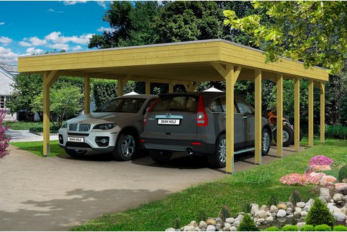 SKANHOLZ Carport »Friesland«, BxT: 557 x 860 cm, Firsthöhe: 254 cm, imprägniert - braun
