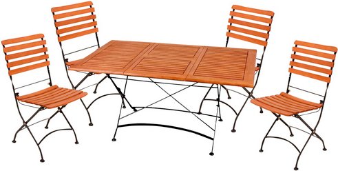 Gartenmöbelset, 4 Sitzplätze, eukalyptusholz/Stahl - beige