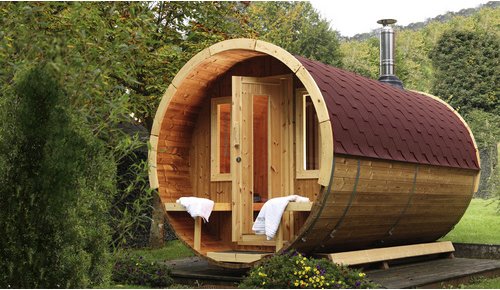 WOLFF FINNHAUS Fasssauna »De luxe Thermo«, Fichtenholz, beige, 6 Personen