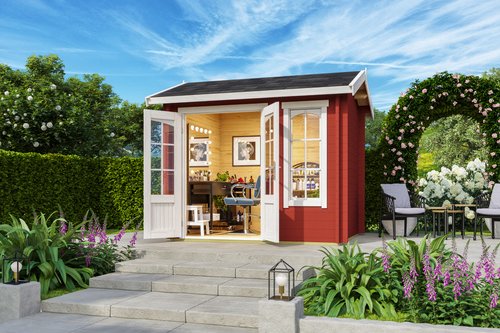 LASITA MAJA Blockbohlenhaus »Alex«, BxHxT: 290 x 245,1 x 254,1 cm (Außenmaß inkl. Dachüberstand), rot