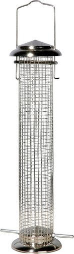 DOBAR Vogelfuttersäule, Metall, silberfarben