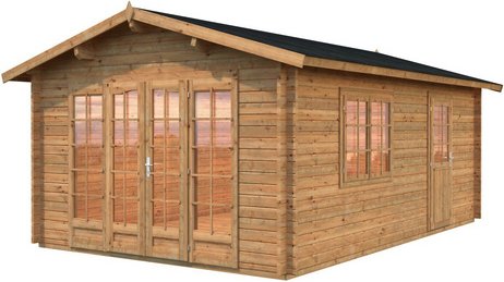 PALMAKO Blockbohlenhaus »Irene«, Holz, BxHxT: 426 x 276 x 598 cm (Außenmaße inkl. Dachüberstand) - braun
