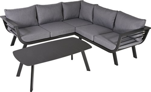 GARDEN PLEASURE Gartenmöbel »Aurelia«, 4 Sitzplätze, Aluminium/Polyester, inkl. Auflagen - grau