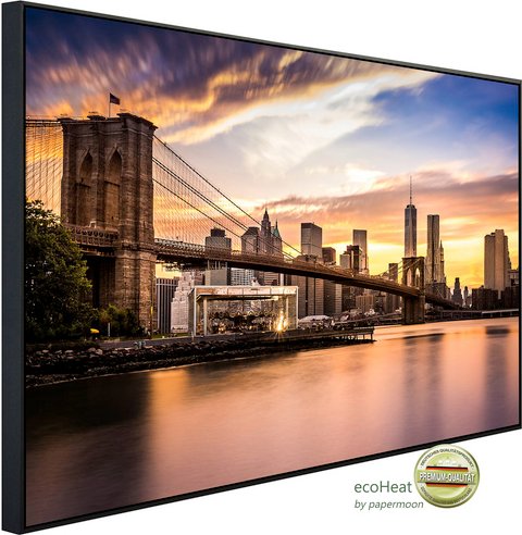 Thumbnail - papermoon Infrarotheizung »EcoHeat - Brücke Brooklyn bei Sonnenuntergang«, Matt-Effekt - bunt
