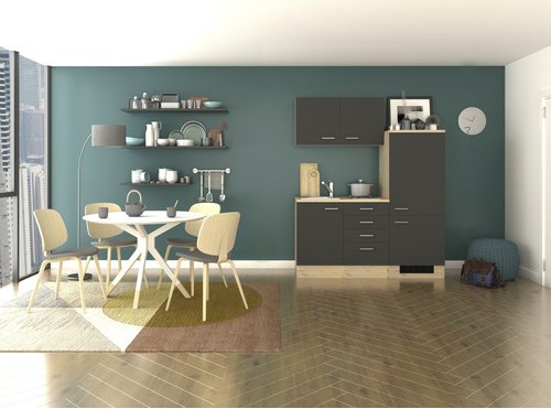 Flex-Well Singleküche »Morena«, mit E-Geräten, Gesamtbreite: 160 cm - grau