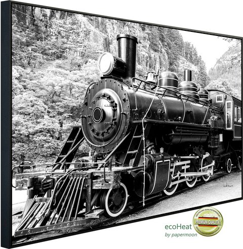 Thumbnail - papermoon Infrarotheizung »EcoHeat - Dampflokomotive Schwarz + Weiss«, Matt-Effekt - bunt