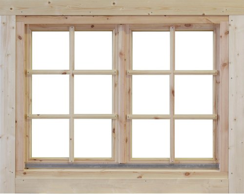 WOLFF FINNHAUS Doppelfenster »Alina «, Leimholz, naturbelassen, für Gartenhäuser - braun