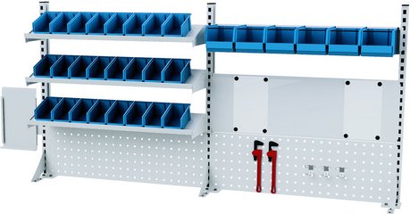 Thumbnail - Simplaflex Lochwand, BxH: 200 x 95 cm, Stahlblech - grau