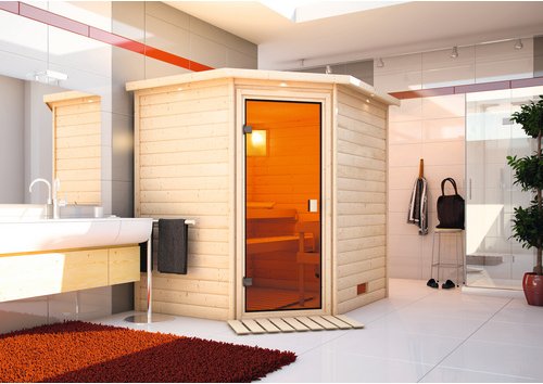 KARIBU Sauna »Soodla«, BxTxH: 224 x 184 x 202 cm, ohne Ofen , für 3 Personen - beige