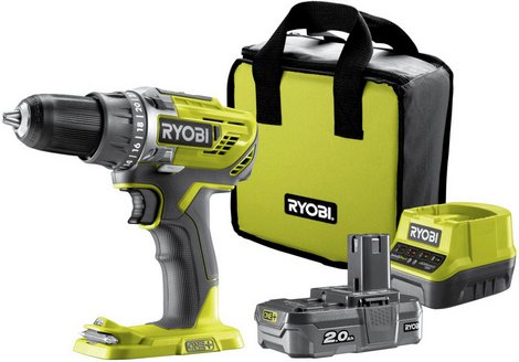 Ryobi Akku-Schrauber »18V ONE+«, 50 Nm Drehmoment, inkl. 1x 2,0 Ah Akku und 2,0 A Ladegerät - gruen
