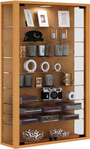 VCM Vitrine »Vitrosa Mini«, mit LED-Beleuchtung, BxH: 59 x 90 cm, Holzwerkstoff/Glas - braun