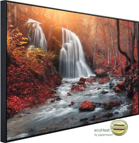 Thumbnail - papermoon Infrarotheizung »EcoHeat - Berg Sonnenuntergang Wasserfall«, Matt-Effekt - bunt