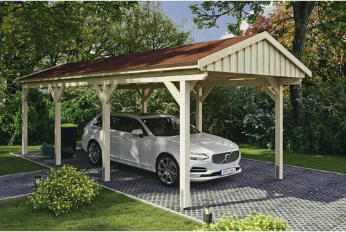 SKANHOLZ Carport »Fichtelberg«, BxT: 317 x 808 cm, Firsthöhe: 303 cm, unbehandelt - beige