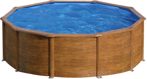 GRE Rundpool, Holzoptik, ØxH: 460 x 120 cm - braun