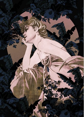 KOMAR Vliestapete »Songes Bleu«, Breite 200 cm, seidenmatt - bunt