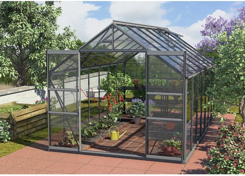 VITAVIA Gewächshaus »Mars«, B x L x H: 257 x 445 x 231,8 cm - grau