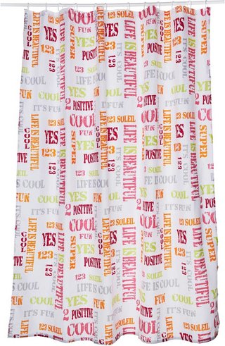 KLEINE WOLKE Duschvorhang »Script«, BxH: 180 x 200 cm, Schriftzug, mehrfarbig - bunt