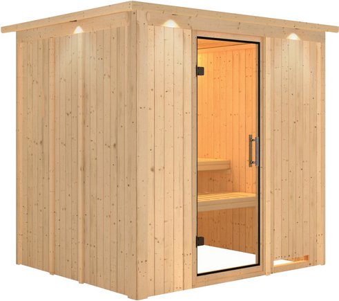KARIBU Sauna »Rakvere«, für 3 Personen, ohne Ofen - beige