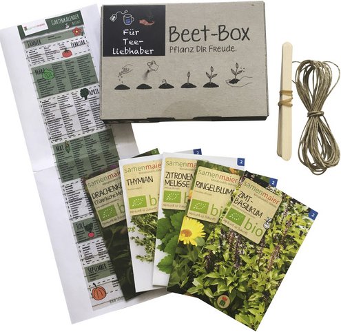 SAMEN MAIER Beet-Box "Für Tee-Liebhaber", Samen, Blüte: mehrfarbig - gruen