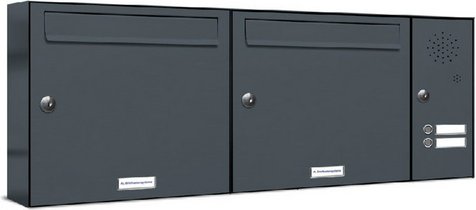 AL BRIEFKASTENSYSTEME Briefkasten, Parteien: 2, Aufputzmontage, BxHxT: 91,4 x 34,5 x 11,6 cm - grau