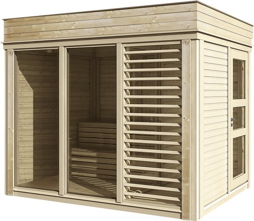 WOLFF FINNHAUS Saunahaus »Paradiso«, BxTxH: 329 x 229 x 261 cm, ohne Ofen - beige