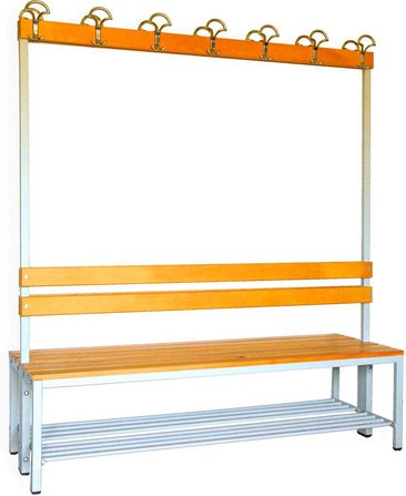 SZAGATO Umkleidebank, BxHxT: 60 x 170 x 150 cm, Stahl/Holz - grau