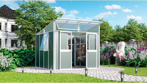 VITAVIA Gerätehaus »Kosmos«, Metall, BxHxT: 267 x 242,3 x 295 cm (Außenmaße inkl. Dachüberstand) - weiss