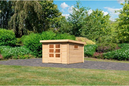 KARIBU Gartenhaus »Trittau«, Holz, BxHxT: 297 x 217 x 297 cm (Außenmaße inkl. Dachüberstand) - beige