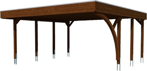 SKANHOLZ Carport »Friesland Set 7«, BxT: 557 x 555 cm, Firsthöhe: 254 cm, farbbehandelt - braun