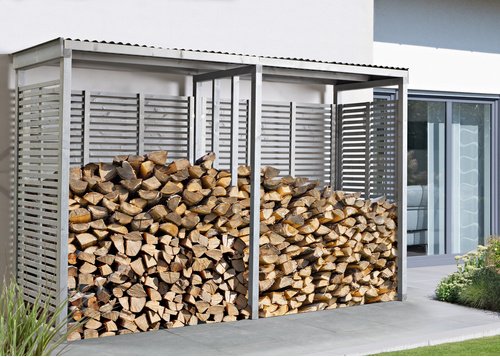 Mr. GARDENER Kaminholzregal, BxHxT: 380 x 230 x 104 cm, Holz - grau