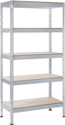 SCHULTE REGALWELT Stecksystem Schwerlastregal, BxHxT: 90 x 180 x 40 cm, 5 Böden, Metall - silberfarben