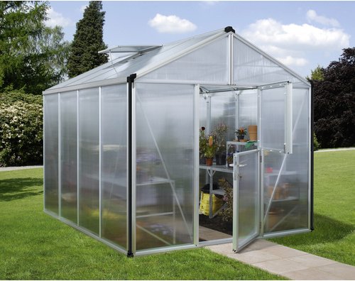 VITAVIA Gewächshaus »Zeus Plus 8100«, BxHxL: 258 x 250 x 316 cm - silberfarben