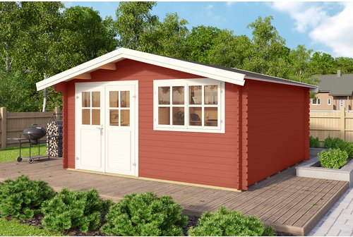 Mr. GARDENER Gartenhaus »Isar«, Holz, BxHxT: 424,4 x 245 x 443 cm (Außenmaße) - rot