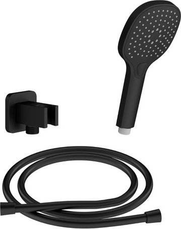 Chris Bergen Brausegarnitur-Set, schwarz matt, Handbrause mit drei Strahlarten