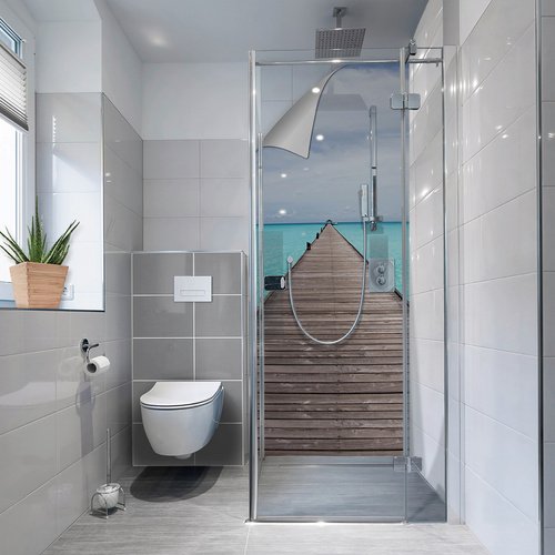 mySPOTTI Duschrückwand-Panel, fresh, Steg, 210x90 cm - blau