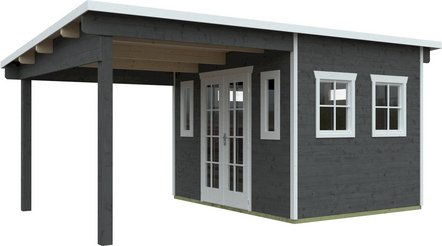 SKANHOLZ Gartenhaus »Dilbeek«, BxHxT: 553 cm x x 380 (Außenmaße inkl. Dachüberstand) - grau