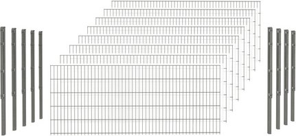 Thumbnail - hadra Doppelstabmattenzaun, silbergrau, 6/5/6 mm, Komplett-Set à 20 m, inkl. Pfosten, Flacheisenleiste - silberfarben | ...