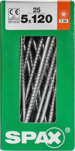 SPAX Universalschraube, T-STAR plus, 25 Stk., 5 x 120 mm - silberfarben