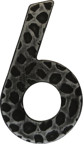 ALPERTEC Hausnummer, 6, Schwarz, Eisen, 11,7 x 17 x 1,8 cm