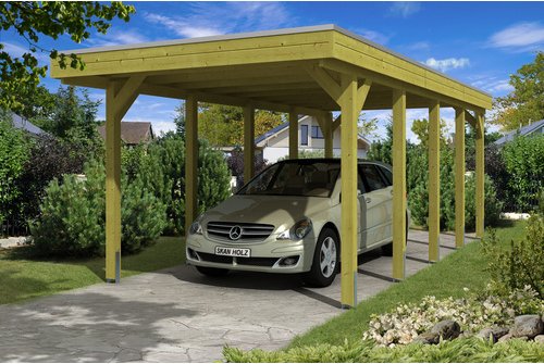 SKANHOLZ Carport »Friesland«, BxT: 314 x 708 cm, Firsthöhe: 241 cm, imprägniert - braun
