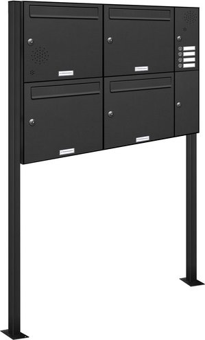 AL BRIEFKASTENSYSTEME Briefkasten, Parteien: 4, Freistehend, BxHxT: 153,335 x 150,0 x 11,6 cm - grau