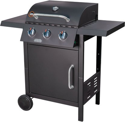 BBQ Hero Gasgrill »3-Brenner«, verchromt, 37x45cm, 9kW - schwarz