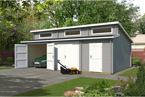WEKA Garage, BxT: 820 x 579,6 cm, holz - grau