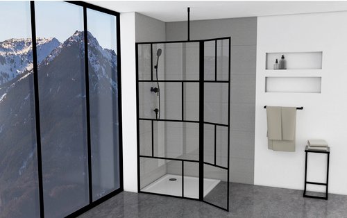 Marwell Duschwand »BRICKS«, 40 cm Schwenktür, schwarz, 5 mm - transparent