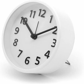 K&L Wall Art Tischuhr-Wecker, HxT: 11 x 4 cm, weiß, ohne ink. Batterie - weiss