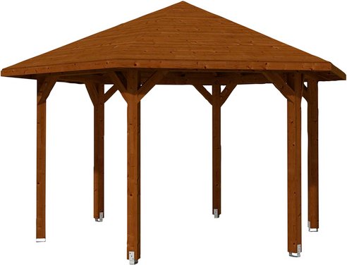 SKANHOLZ Pavillon »Nancy 3«, Zeltdach, sechseckig, BxHxT: 480 x 316 x 416 cm - braun