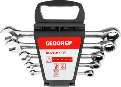 GEDORE red Ringratschenmaulschlüssel-Satz, 8-19 mm 5-teilig - silberfarben